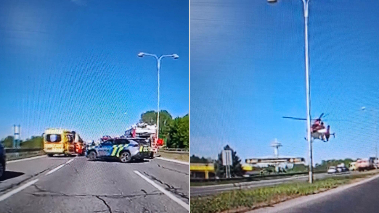Vážna nehoda na výjazde z Piešťan. Autobus sa zrazil s autami, na mieste sú zranení, jedného odvážal vrtuľník