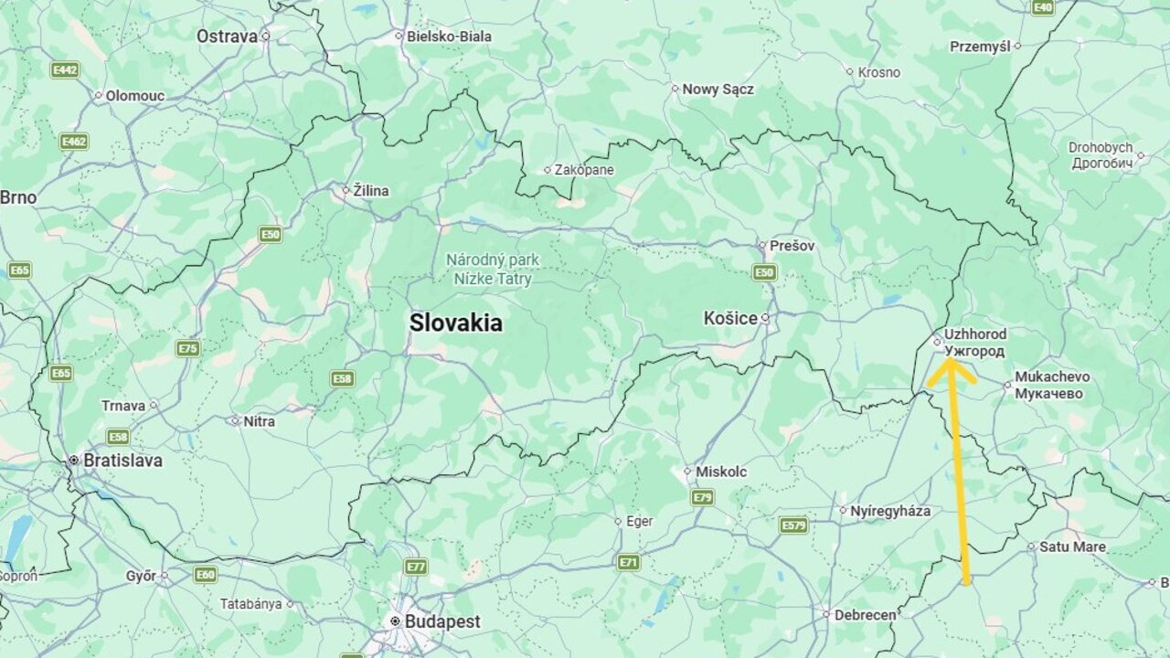 mapa Ukrajina Slovensko
