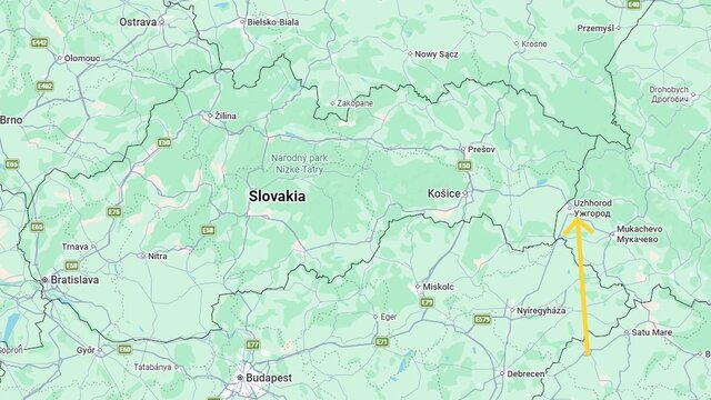mapa Ukrajina Slovensko