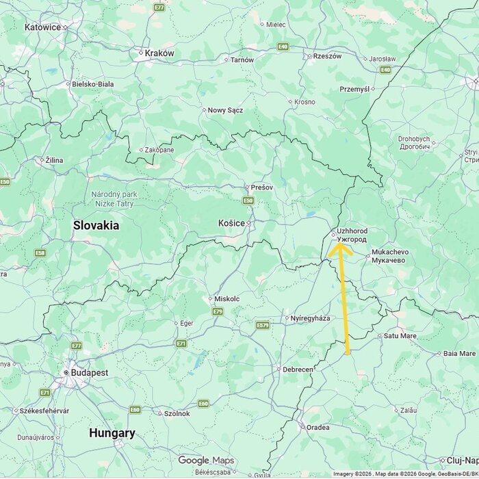 mapa Ukrajina Slovensko