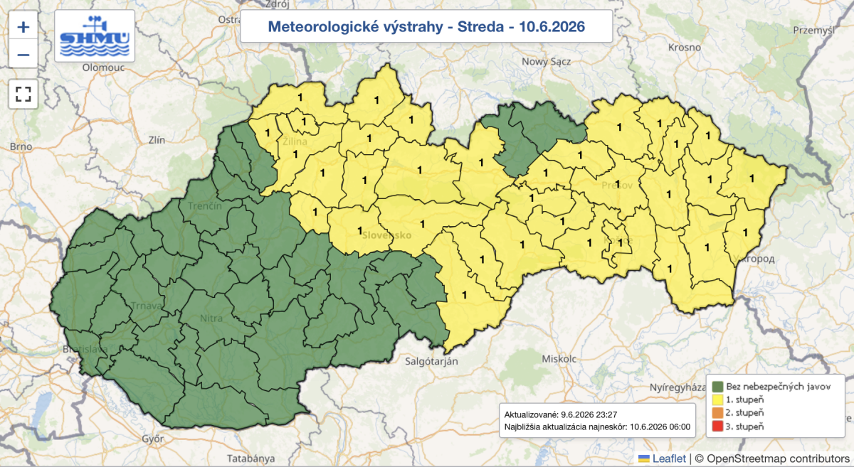 búrky zrážky mapa