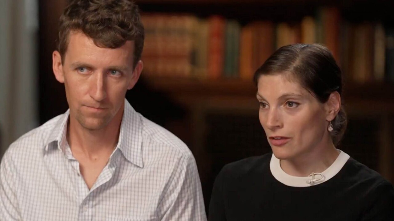 Patrick Clancy a jeho nová žena Rachel Danis v relácii 60 minutes televízie CBS.