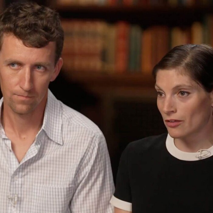 Patrick Clancy a jeho nová žena Rachel Danis v relácii 60 minutes televízie CBS.