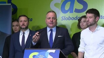 Vyhlásenie J. Drobu, M. Valla a M. Šimečku po skončení volieb